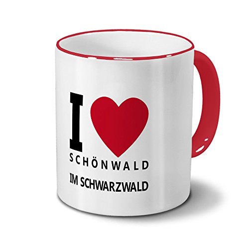 Städtetasse Schönwald im Schwarzwald - Design I Love Schönwald im Schwarzwald, Stadt-Tasse, City-Mug, Kaffeetasse - Becher Rot