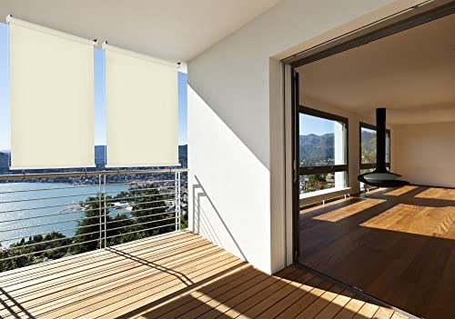 HT Sonnen-Schutz Außen-Rollo Balkon-Rollo B: 180 x L: 230 cm beige Creme Balkon-Sicht-Schutz 1 Stück