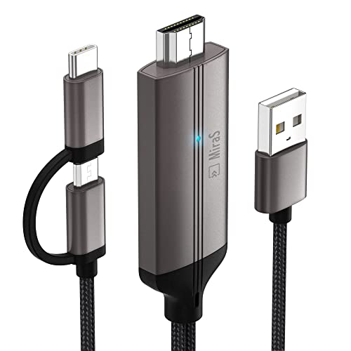 USB Type C auf HDMI Kabel, DRYMOKINI Digital AV Adapter zu TV Projektor Monitor, HDMI Adapter für Android Smartphones/Tablets, 2 in 1 Micro/MHL auf HDMI Adapter Kabel 2M (Brauche APP)