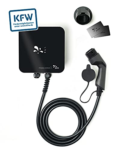 Juice Charger Me 11kW - Wallbox KfW förderfähig, Plug & Play Ladestation für Elektroautos & Plug In Hybride mit Typ 2 - Ladekabel 5M, Made in Germany, ISO15118, Inkl. 2X RFID Karten, OCPP