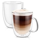 PunPun Doppelwandige Isolierte Kaffeetassen, Perfekte Größe Für Trinkglas, Doppelwandige Isolierte Kaffeetassen (500 ml / 2 Stück)