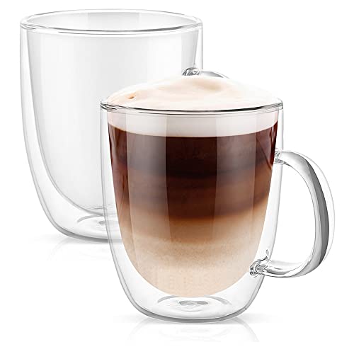 PunPun Doppelwandige Isolierte Kaffeetassen, Perfekte Größe Für Trinkglas, Doppelwandige Isolierte Kaffeetassen (500 ml / 2 Stück)