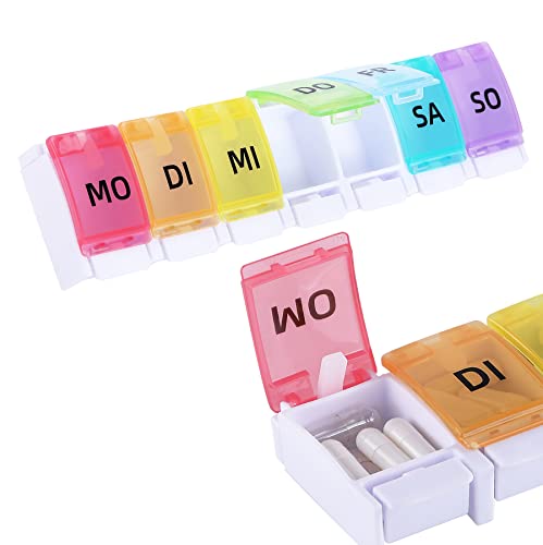 Livola 7 Tage Tablettenbox, Pillenbox leicht zu öffnen und zu merken, Pillendose 7 Tage zur Verwendung als Tabletten Organizer