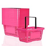 10x Einkaufskorb 22l mit 1 Tragebügel Kunststoffkorb Körbe stapelbar | Tragekorb stabil | Plastikkorb lebensmittelgeeignet | Shopping-Basket | Handkorb bis zu 30kg belastbar (Pink)