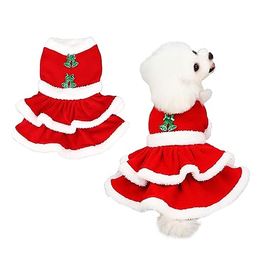 Weihnachten Hundekostüm niedlich Haustier Röcke Winter Haustier Hundekleidung warm Plüsch Haustier Kleid Weihnachten Katzen Kleidung Haustier Outfit für kleine mittlere Hund Katzen (4-6kg)