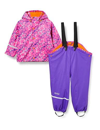 CareTec Baby und Kinder Regenjacke und Regenhose mit Fleece Futter im Set, Purple (633), 98
