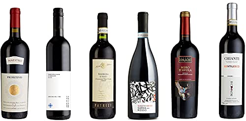 Probierpaket „Rotweinreise durch Italien“| Weinpaket mit sechs verschiedenen italienischen Rotweinen (6 x 0,75 l ) | Tolles Wein Tasting-Set