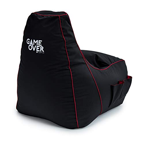 Game Over 8Bit Kinder Mini Videospiel Sitzsack für Videospiele | Wohnzimmer | Seitentaschen für Steuergeräte | Headset-Halter | Ergonomisches (Elektrisches Purpur)
