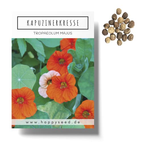 Kapuzinerkresse Samen (Tropaeolum majus) - Farbenprächtige, rankende Heilpflanze mit essbaren Blüten ideal für Garten und Balkon