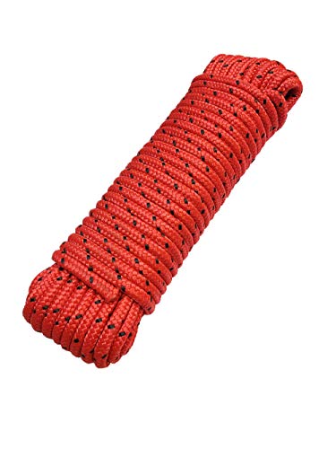 Seil 8 mm 20 m - Polypropylenseil PP, Festmacherleine, Allzweckseil, Strick, Gartenseil, Outdoor - Bruchlast: 700kg, 20m x 8mm rot-schwarz