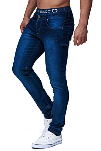 Leif Nelson Herren Jeans Hose Slim Fit Denim Blaue graue Lange Jeanshose für Männer Coole Jungen weiße Stretch Freizeithose Schwarze Cargo Chino Sommer Winter Basic LN301 Blau W30/L32