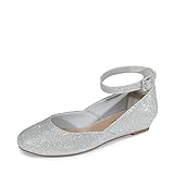 DREAM PAIRS Ballerinas Damen Riemchenballerina Damen Ballerinas Damen Elegant Flats Schuhe REVONA-E Silber/Glitter Größe 39 (EUR)