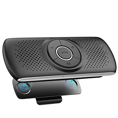 AGPTEK Freisprecheinrichtung für Auto, Bluetooth 5.0, integriertes Mikrofon, mit Clip für GPS, Musik, TF-Kartenslot, automatische Wiederverbindung, Lautsprecher, Auto, IOS Siri & Google Assistant