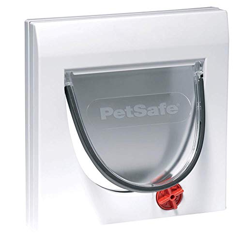 PetSafe Staywell Manuelle Katzenklappe Klassik mit 4 Verschlussoptionen, Einschließlich Tunnel, Für Haustiere bis 7 kg, Weiß, 1 Stück (1er Pack)