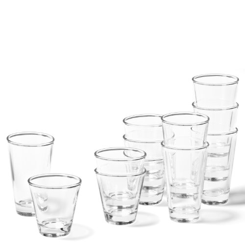 Leonardo Ciao Trink-Glas, Trink-Becher aus Glas, spülmaschinengeeignete Wasser-Gläser, 12er Set, 215 ml und 300 ml, 020486