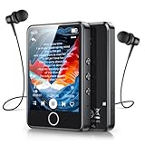 AGPTEK 64GB MP3 Player Bluetooth 5.3 mit 2,8 Zoll Full-Touchscreen, Tragbarer HiFi Musik mit Lautsprecher, FM-Radio, E-Book, Line-in-Aufnahme, Unterstützung bis zu 128 GB, Schwarz