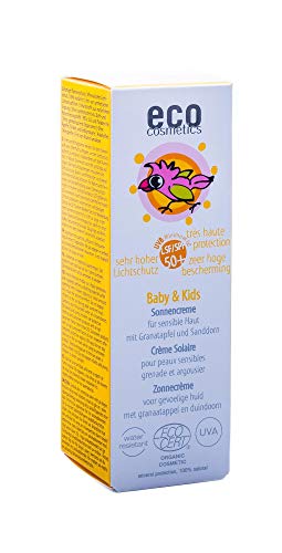 eco cosmetics Baby Sonnencreme LSF50+, wasserfest, vegan, ohne Mikroplastik, Naturkosmetik für Gesicht und Körper, 1 x 50ml
