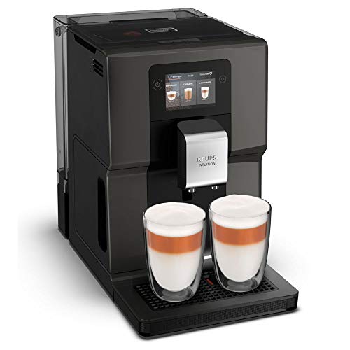 Krups Kaffeevollautomat EA872B Intuition Preference | mit Smartphone-ähnlichem 3,5'-Farb-Touchscreen | Intuitive farbige Lichtanzeigen | 11 personalisierbare Getränke, Schwarz