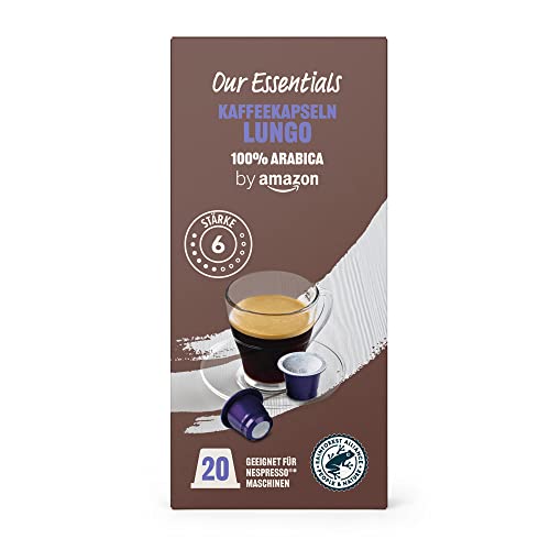 by Amazon Kaffeekapseln Lungo, Geeignet für Nespresso Maschinen, 20 Kapseln