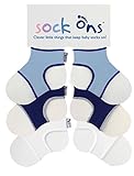Sock Ons - Baby-Sockenhalter - 6-12 Months - 3er Pack (1 x Baby Blue, 1 x Navy, 1 x Weiß) - Erstaunliches Vorteilspaket - Baby-Socken Immer anziehen!