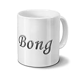 printplanet Tasse mit Namen Bong - Motiv Chrom-Schriftzug - Namenstasse, Kaffeebecher, Mug, Becher, Kaffeetasse - Farbe Weiß