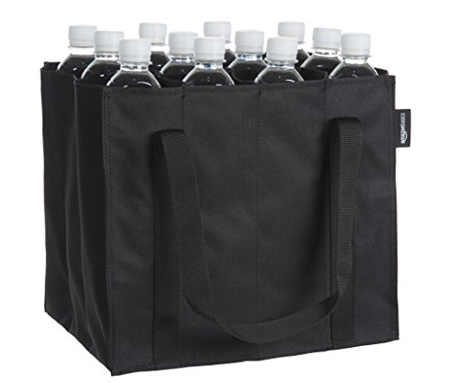 Amazon Basics - Flaschentasche, 12 Fächer, 0,75 l Flaschen, Schwarz