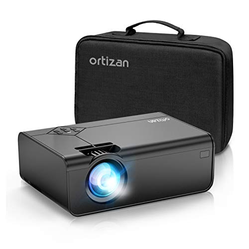 Ortizan Mini Beamer, Tragbarer Heimkino Beamer mit 1080P Full HD, 5000 Lumen und 180” Display, kompatibel mit USB / HDMI / AV /Micro SD, Video LED Projektor Including Handtasche