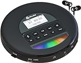 KLIM Nomad - NEU 2023 - Tragbarer CD-Player Discman mit langlebigem Akku - Inklusive KLIM Fusion Kopfhörer - Kompatibel mit CD-R, CD-RW, MP3 - Mit TF-Reader, Radio FM, Bluetooth (Generalüberholt)