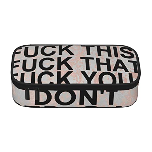 Large Capacity Pencil Case Pencil Pouch Pen Holder Keep Calm and Fuck Slogan Portable Office Stationery Makeup Bag Suitable for Middle High School College Students Girl Boy Adult Teen