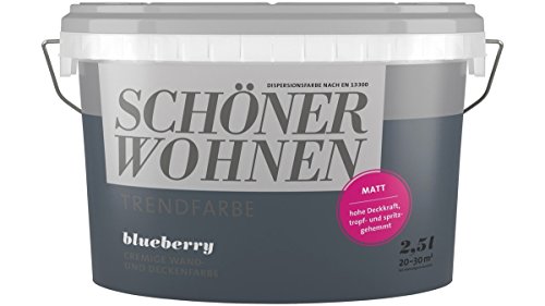 SCHÖNER WOHNEN FARBE Wand- und Deckenfarbe Trendfarbe Blueberry, matt, 2,5 l