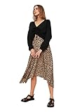 Trendyol Damen Trendyol Asymmetrischer Gemusterter Midi-gestrickter Rock Skirt, Brown, XL EU