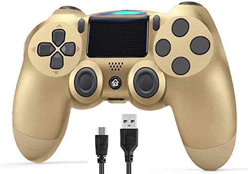 Poulep Kabellose Controller für PS4 Playstation 4 Dual Shock Sechs-Achsen, Bluetooth Remote Gaming Gamepad Joystick (Gold 1)
