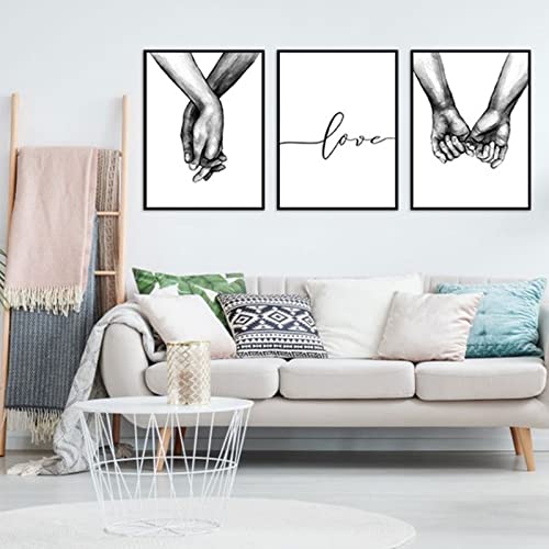 Poster Set, 3 Stück Modern Schwarz Weiß Love Bilder Wandbilder Posterset, für Wohnzimmer, Schlafzimmer Deko, Ohne Rahmen (40x50cm)