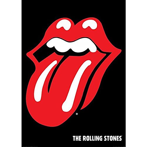 Art-Galerie - Bild mit Rahmen, Rolling Stones, Logo, Zunge, Sonderleiste Holz schwarz, 20 mm, Folie - 61x91cm