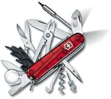 Victorinox, Taschenmesser, Cyber Tool Lite, 91 mm, rot transparent (34 Funktionen, Klinge, Korkenzieher, Mini-Schraubendreher 1.5 mm, Klinge)