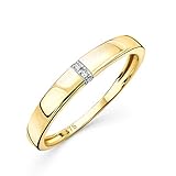 OROVI Schmuck Damen Ring Gelbgold 0.02 Ct Diamant Verlobungsring mit 4 Diamanten Brillanten Ring aus 9 Karat (375) Gold