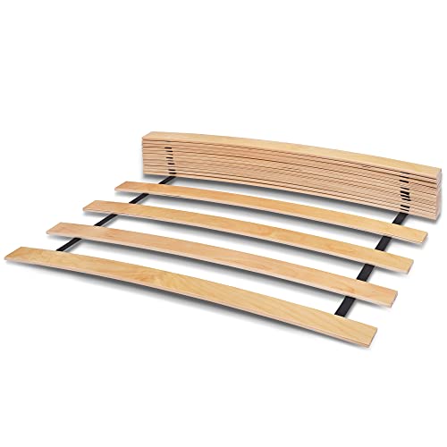 Rollrost 90x200 cm für Bett - Hochwertiger Rolllattenrost 17 Gebogene Birkenholzlatten mit Band verbunden.Lattenroste holzlatten Klappbar Bestimmt für Feder- sowie Schaummatratzen. (90x200)