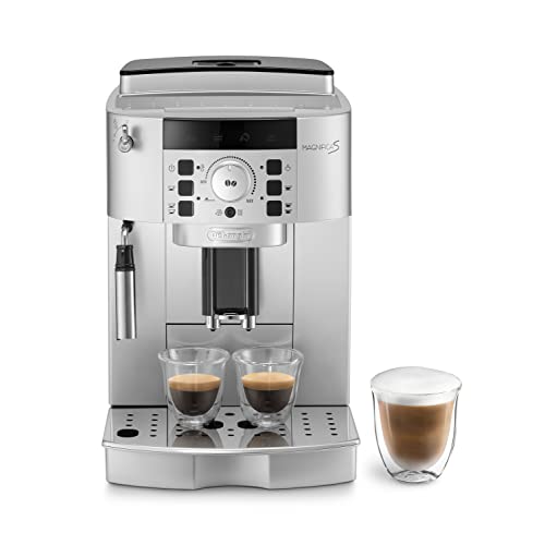 De'Longhi Magnifica ECAM 22.110.SB – Kaffeevollautomat mit Milchaufschäumdüse, Digitaldisplay mit Klartext, 2-Tassen-Funktion, großr 1,8 l Wassertank, 35,4 x 23,8 x 43 cm, silber