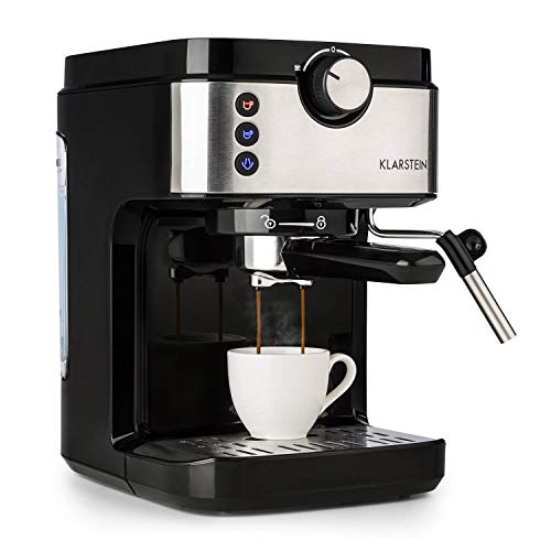 Klarstein BellaVita Espresso - 1575 W starke Espressomaschine, 20 Bar, Wassertank: 900 ml, Dampfdüse aus Edelstahl zum Aufschäumen, inkl. Tassenwärmer, spülmaschinenfeste Tropfschale, grausilber