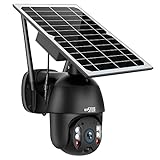 Überwachungskamera Aussen Akku Solar, ENSTER 1080P IP WLAN Kamera Outdoor Kabellos mit Solarpanel, 15600mAH Batterie, 20m Vollfarbige Nachtsicht, PIR und Radar Bewegungsmelder,2-Wege-Audio,Wasserdicht