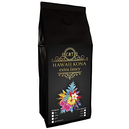 C&T Hawaii Kona Extra Fancy Kaffee | 500g Ganze Bohnen Sortenrein | Das braune Gold aus Hawaii - einer der besten Kaffees der Welt