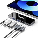 Dockteck USB C Hub Adapter iPad Pro 2021 2020 2018, 5-in-1 HDMI Adapter für iPad Air 5 / Air 4 / Mini 6 mit USB 3.0 *2 / 4K 60Hz HDMI / 3.5mm Audio / 100W PD