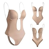 TAGVO Damen Rückenfreier Body Tiefen RüCkenausschnitt Shaper BH, Partykleid mit transparenten Trägern, rückenfreier Body-Shaper-BH, unsichtbare BHS für die Bauchkontrolle von Damen Nude XL