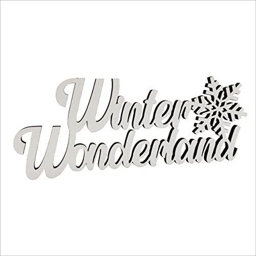 Melis Deko-Schriftzug Winter-Wonderland – Winter-deko Weihnachts-deko aus Holz in weiß – 20cm