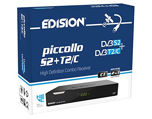 Edision PICCOLLO S2+T2/C Combo Receiver H.265/HEVC (DVB-S2, DVB-T2, DVB-C,) CI Full HD USB schwarz