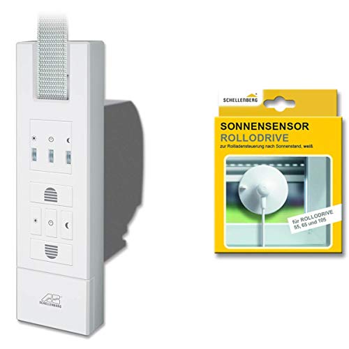 Schellenberg 22765 Elektrischer Gurtwickler RolloDrive 65 Standard + Sonnensensor 02266, System Maxi für 23 mm Gurtbreite, Rolladenantrieb