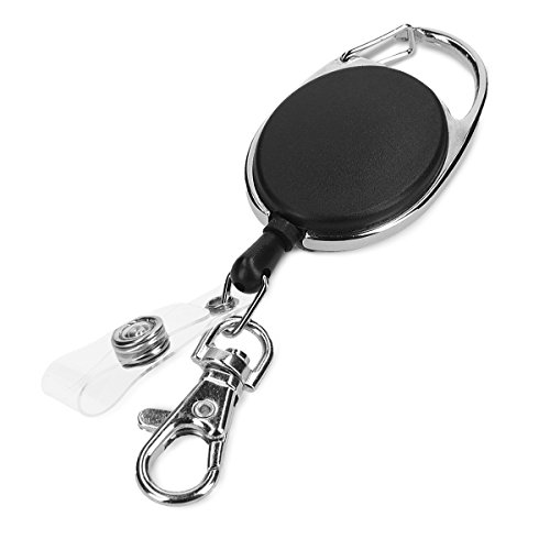 kwmobile Schlüssel Jojo mit Ausweis Clip - Schlüsselanhänger ausziehbar - Kartenhalter Karabiner Anhänger - Schlüsselband mit Karten Halter