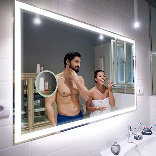Badspiegel 120x80cm mit LED Beleuchtung - Wählen Sie Zubehör - Individuell Nach Maß - Beleuchtet Wandspiegel Lichtspiegel Badezimmerspiegel - LED Farbe zu Wählen Kaltweiß/Warmweiß L01