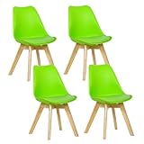 WOLTU® 4er Set Esszimmerstühle Küchenstuhl Design Stuhl Esszimmerstuhl Kunstleder Holz Grün BH29gn-4