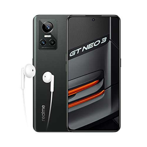 realme GT neo 3 80 W - 8+256GB 5G Smartphone ohne Vertragy,MediaTek Dimensity 8100 Prozessor,80 W SuperDart-Aufladung,120 Hz Super OLED Display,Dual SIM,NFC,Asphalt Black